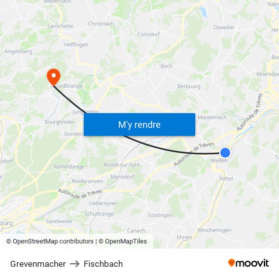 Grevenmacher to Fischbach map