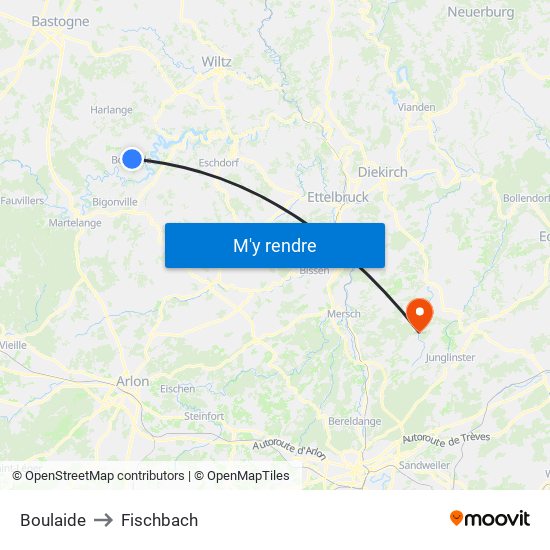 Boulaide to Fischbach map