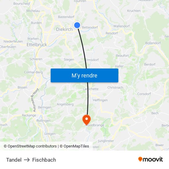 Tandel to Fischbach map