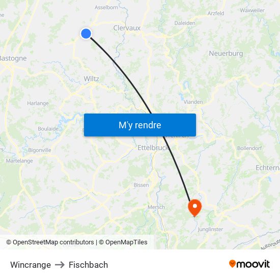 Wincrange to Fischbach map