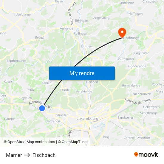 Mamer to Fischbach map