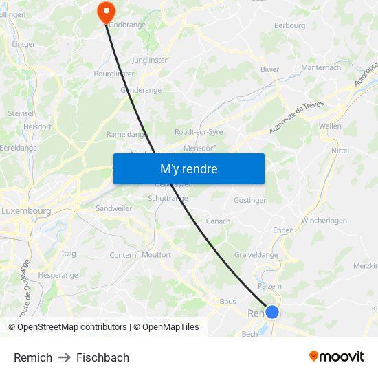 Remich to Fischbach map