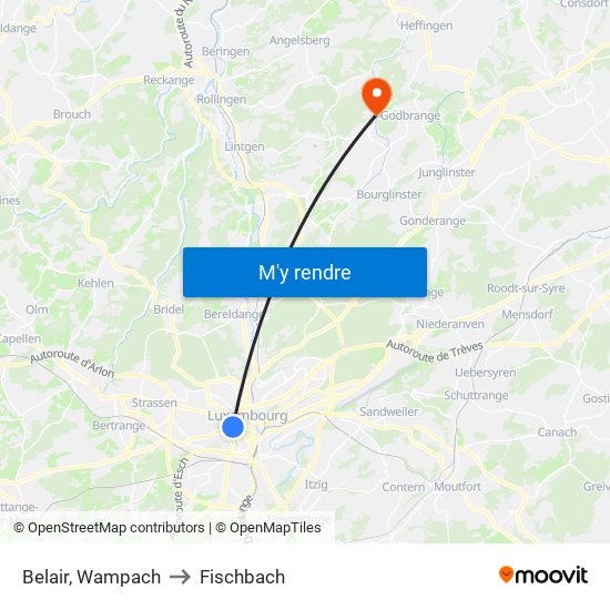 Belair, Wampach to Fischbach map