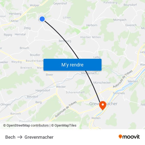 Bech to Grevenmacher map