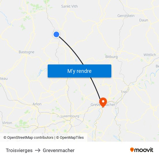 Troisvierges to Grevenmacher map