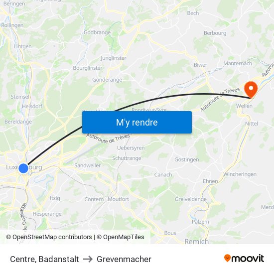 Centre, Badanstalt to Grevenmacher map