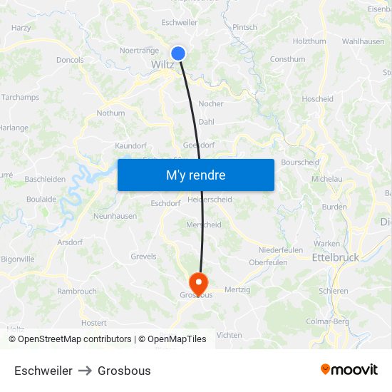 Eschweiler to Grosbous map