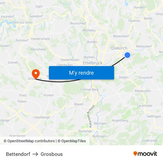 Bettendorf to Grosbous map