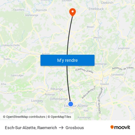 Esch-Sur-Alzette, Raemerich to Grosbous map