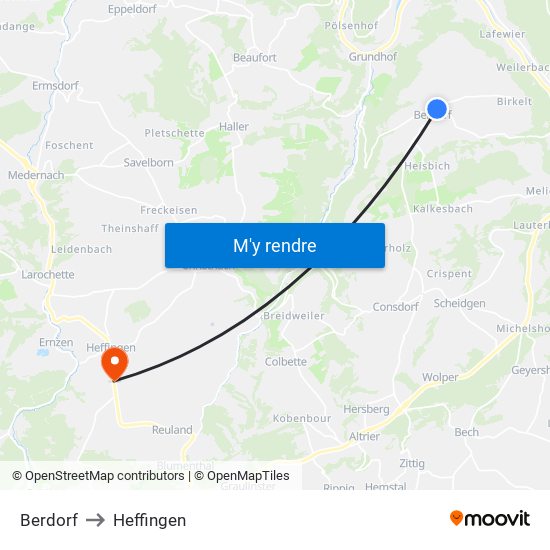 Berdorf to Heffingen map