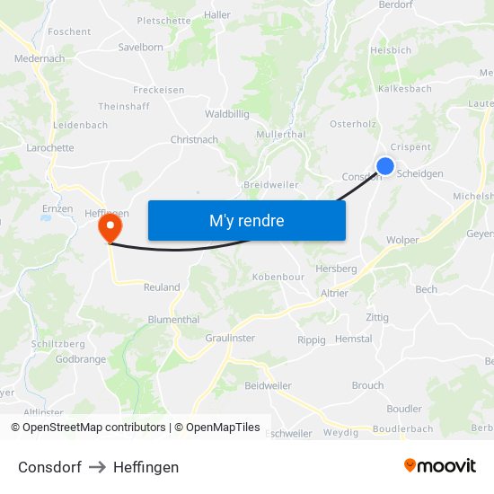 Consdorf to Heffingen map