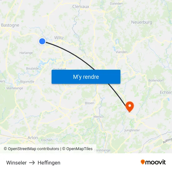 Winseler to Heffingen map