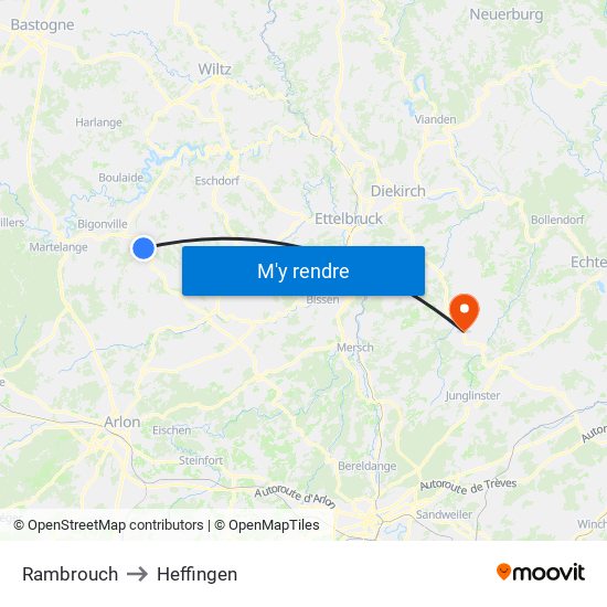 Rambrouch to Heffingen map