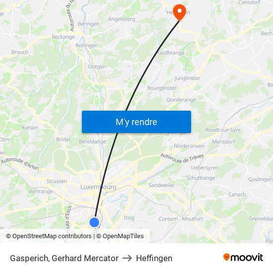 Gasperich, Gerhard Mercator to Heffingen map