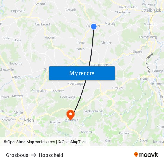Grosbous to Hobscheid map