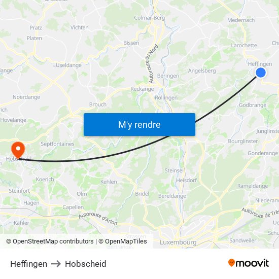 Heffingen to Hobscheid map