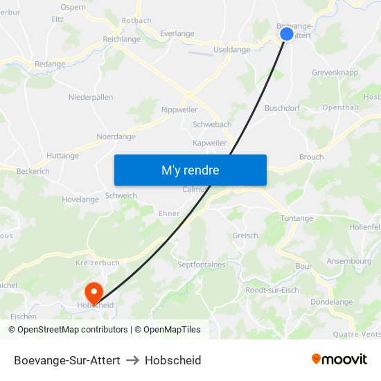 Boevange-Sur-Attert to Hobscheid map