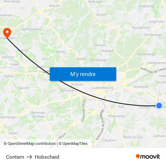 Contern to Hobscheid map