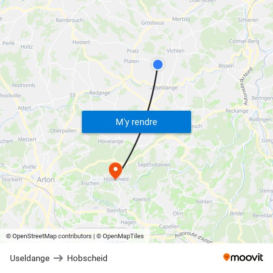 Useldange to Hobscheid map