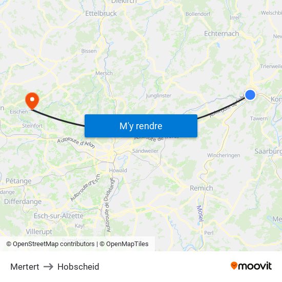 Mertert to Hobscheid map