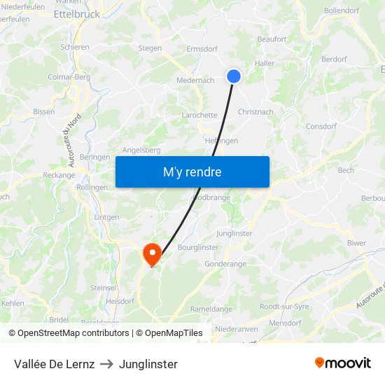 Vallée De Lernz to Junglinster map