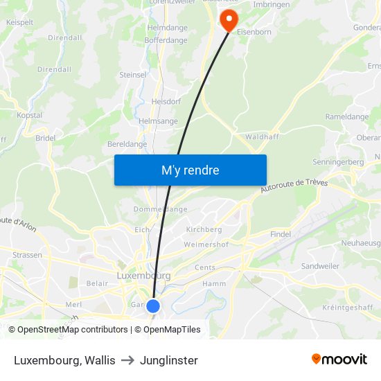 Luxembourg, Wallis to Junglinster map