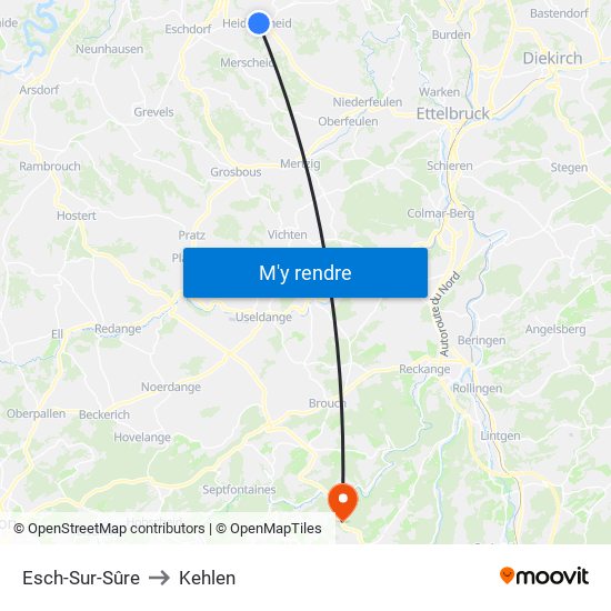 Esch-Sur-Sûre to Kehlen map