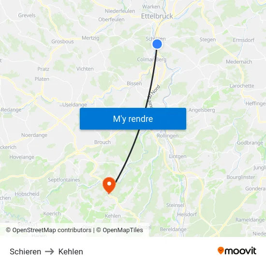 Schieren to Kehlen map