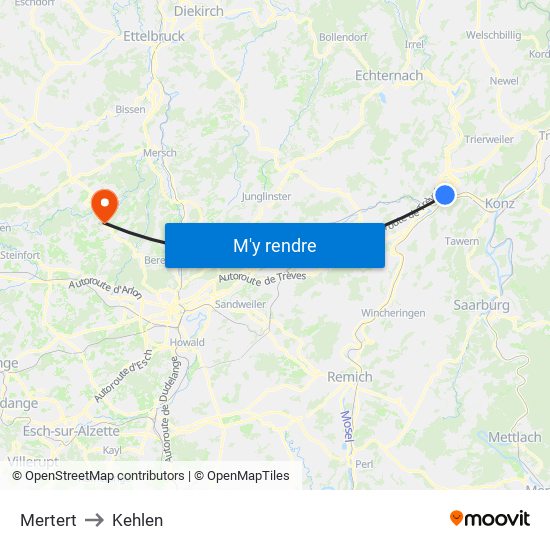 Mertert to Kehlen map