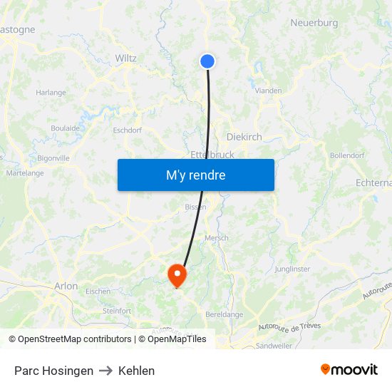 Parc Hosingen to Kehlen map