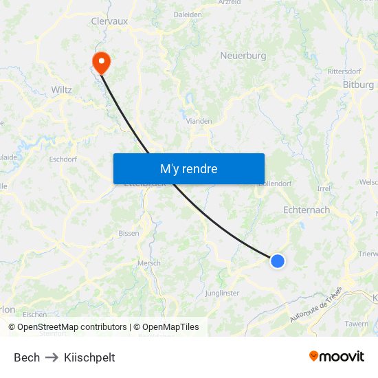 Bech to Kiischpelt map