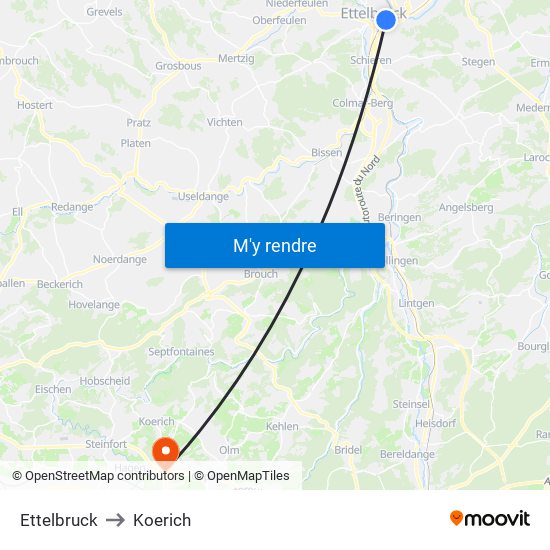 Ettelbruck to Ettelbruck map