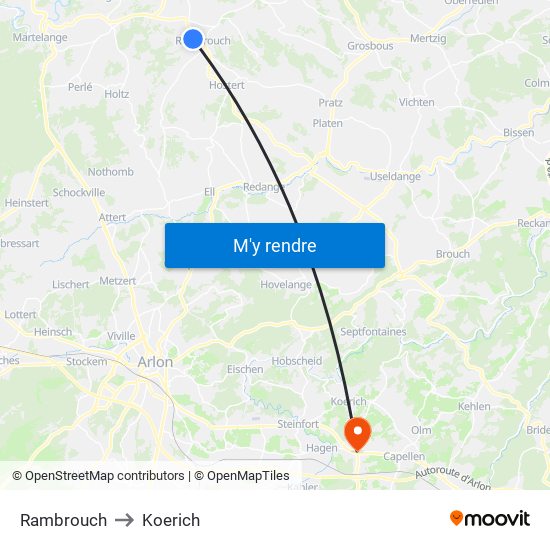 Rambrouch to Koerich map