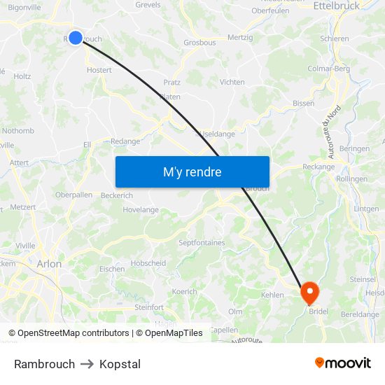 Rambrouch to Kopstal map