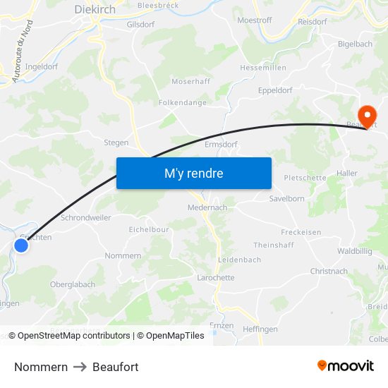 Nommern to Beaufort map