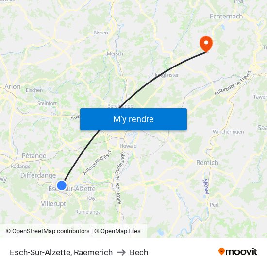 Esch-Sur-Alzette, Raemerich to Bech map