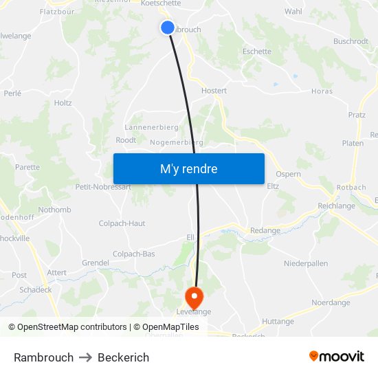 Rambrouch to Beckerich map