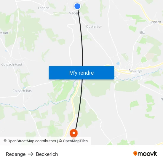 Redange to Beckerich map