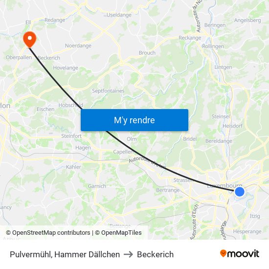 Pulvermühl, Hammer Dällchen to Beckerich map