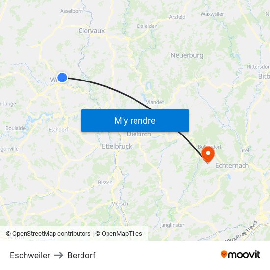 Eschweiler to Berdorf map