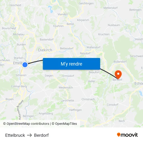 Ettelbruck to Berdorf map