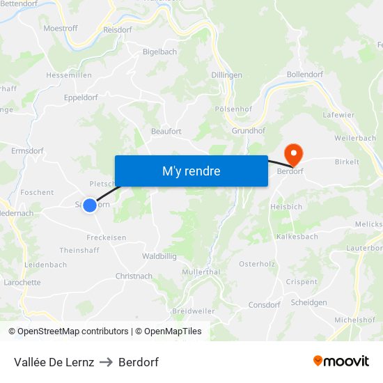 Vallée De Lernz to Berdorf map