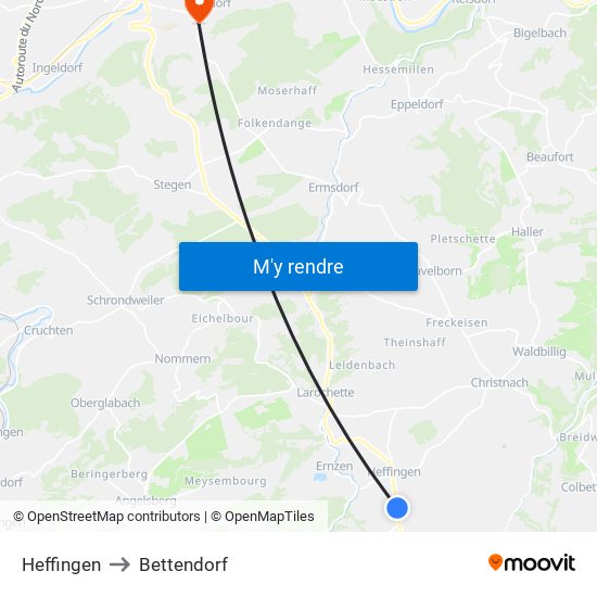 Heffingen to Bettendorf map