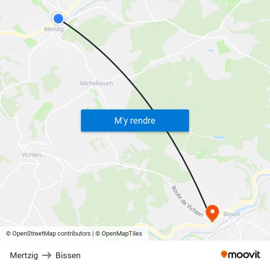 Mertzig to Bissen map