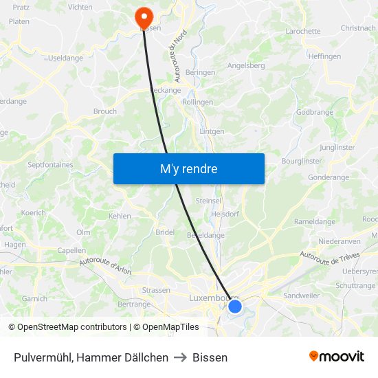 Pulvermühl, Hammer Dällchen to Bissen map