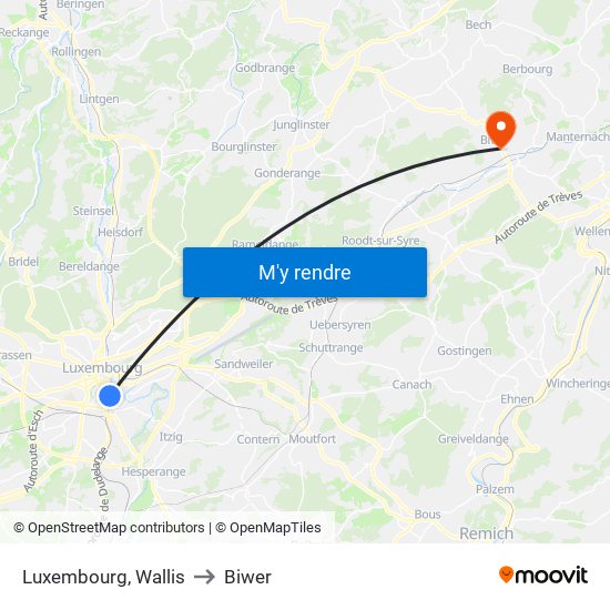 Luxembourg, Wallis to Biwer map