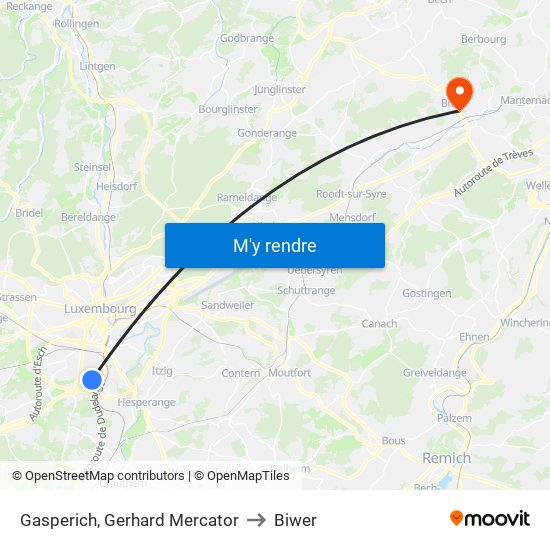 Gasperich, Gerhard Mercator to Biwer map