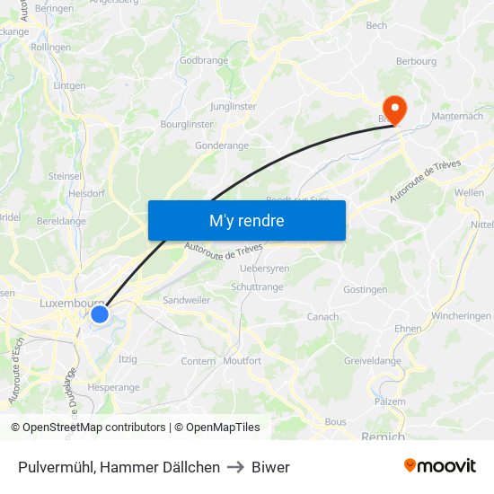 Pulvermühl, Hammer Dällchen to Biwer map