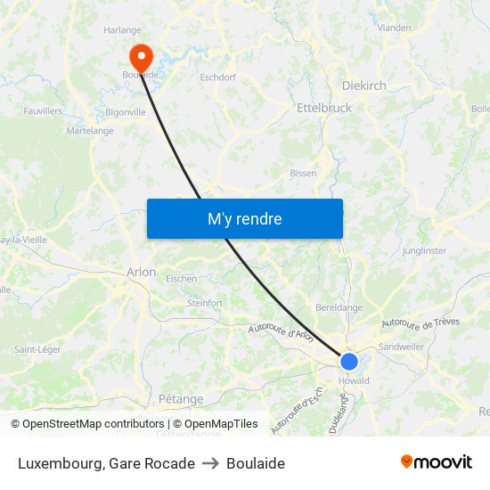 Luxembourg, Gare Rocade to Boulaide map