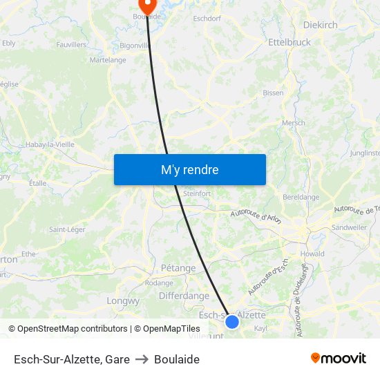 Esch-Sur-Alzette, Gare to Boulaide map